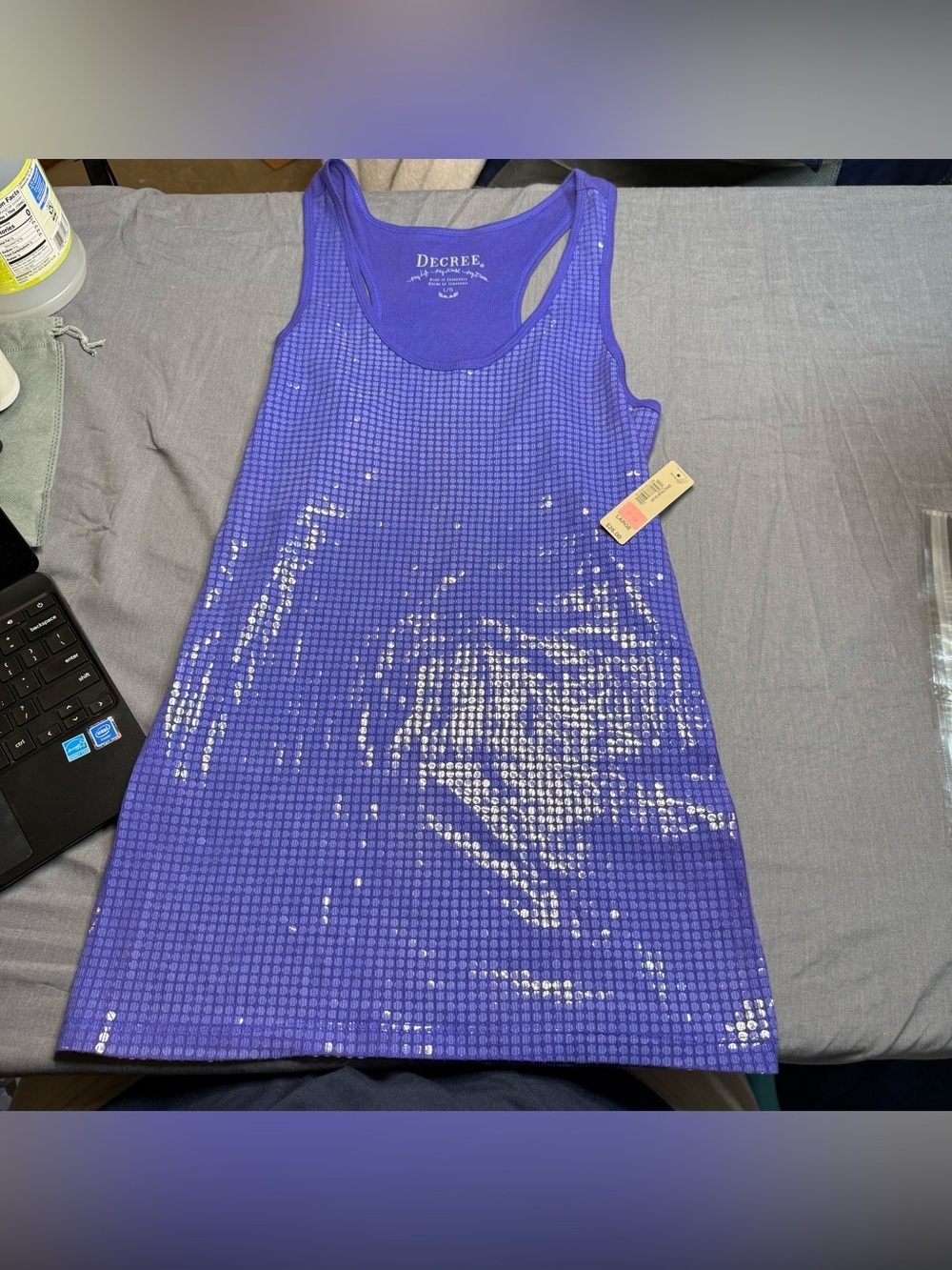 Decree Purple Ribbed Racerback Tank